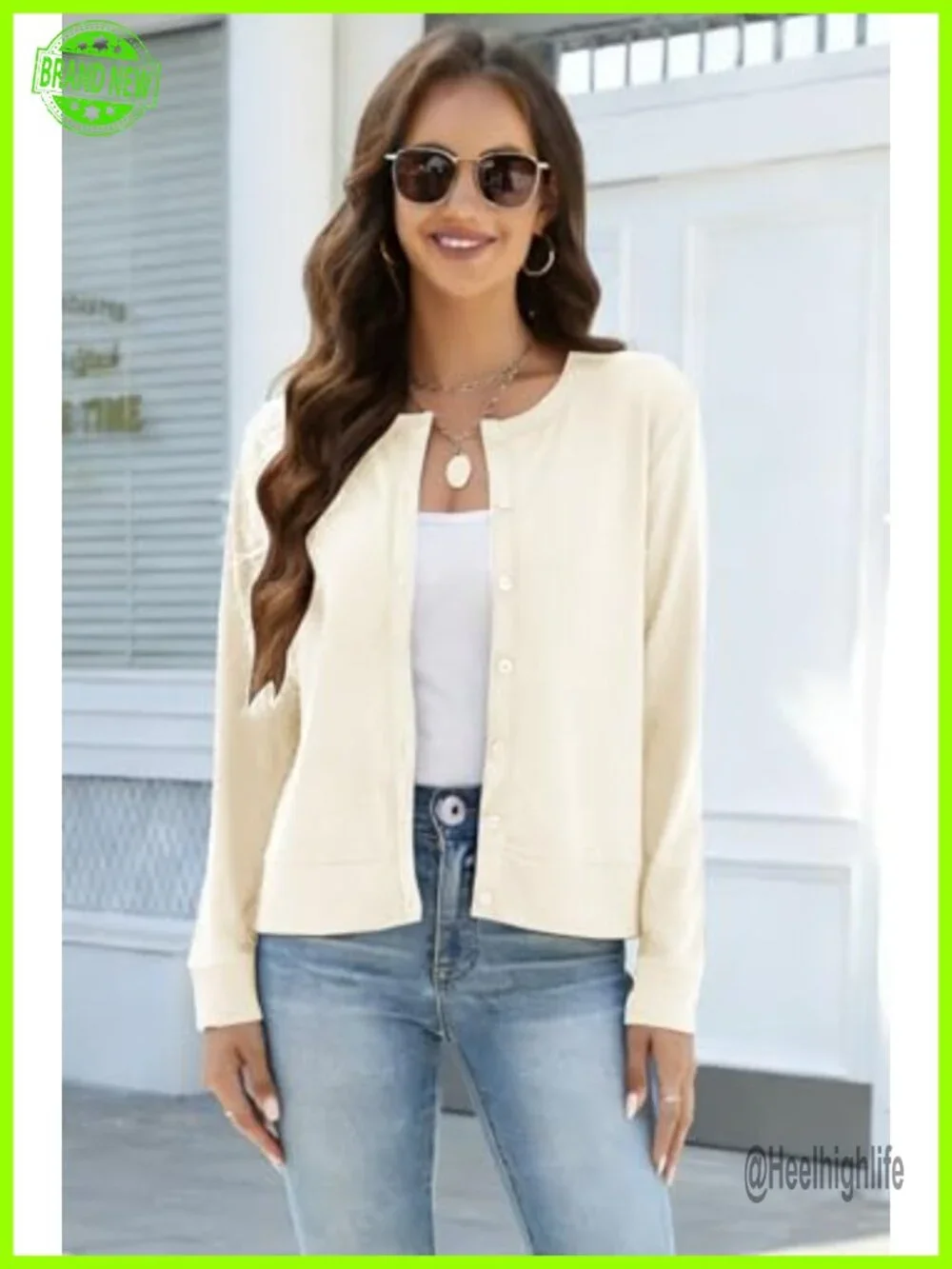 Women's Lightweight Cardigan Sweaters Long Sleeve Button Down Open Front Short